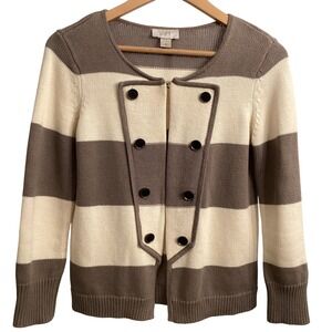 LOFT Striped Double Breasted Style Cardigan Sweater XS